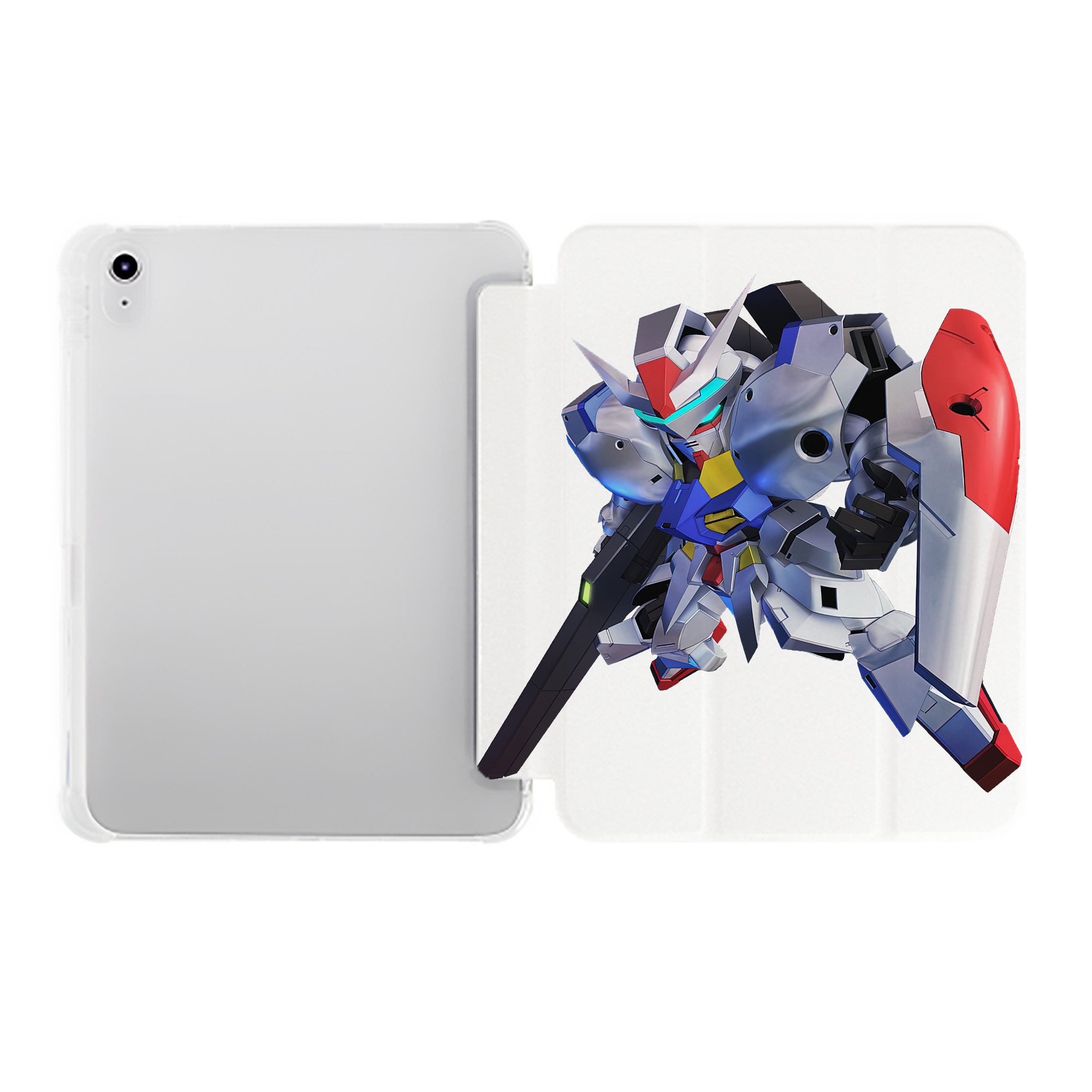 （画像用） 機動戦士ガンダム Mobile Suit Gundam IPad ケース ペン収納付き 三つ折りスタンド PUレザー×シリコン 対応機種9.5/10.5/10.9インチ
